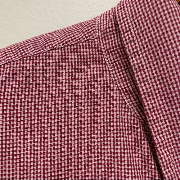 J Crew Slim Washed Button Down Shirt Size Large Mini Gingham Check Red Cotton - Picture 6 of 10